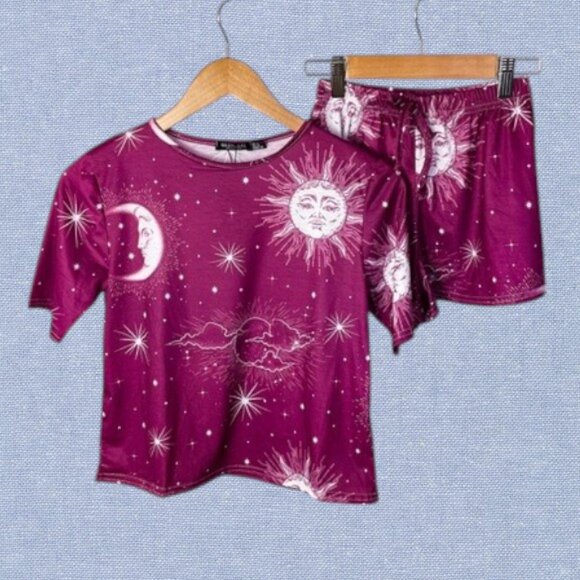 🛎️ 5/$20 NWT Nasty Gal Night and Day Sky Pajama Short Set - Picture 1 of 12